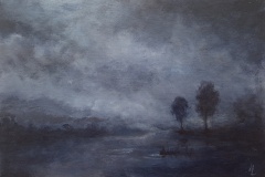 Misty river, blue grey