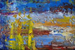 Abstract blue, yellow, red